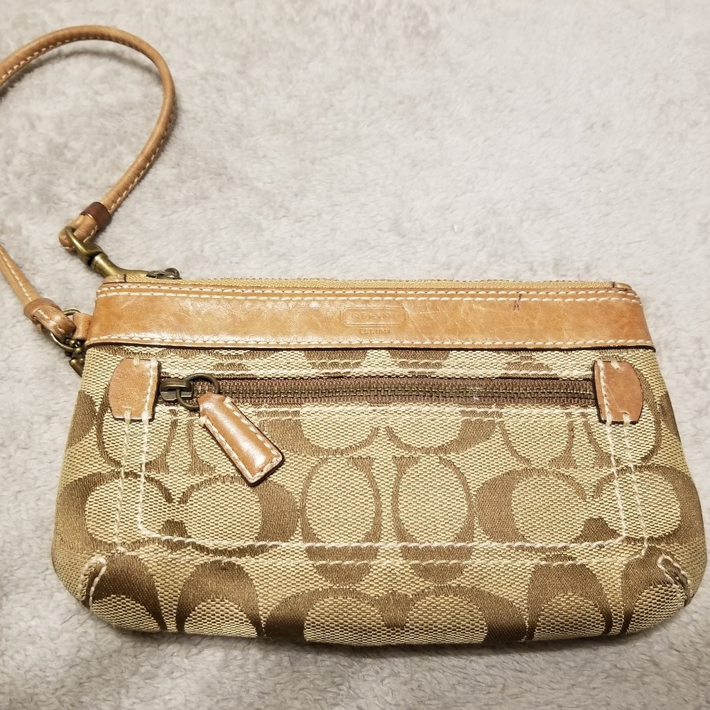 Coach camel wristlet